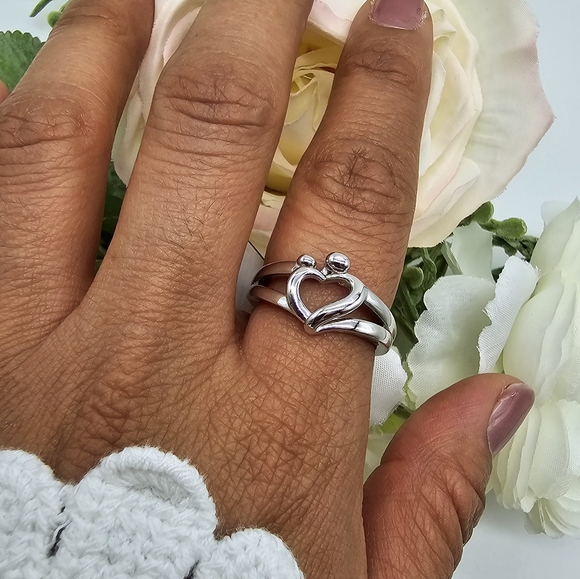 ♥️ MAMA'S LOVE STERLING SILVER RING - Picture 3 of 4